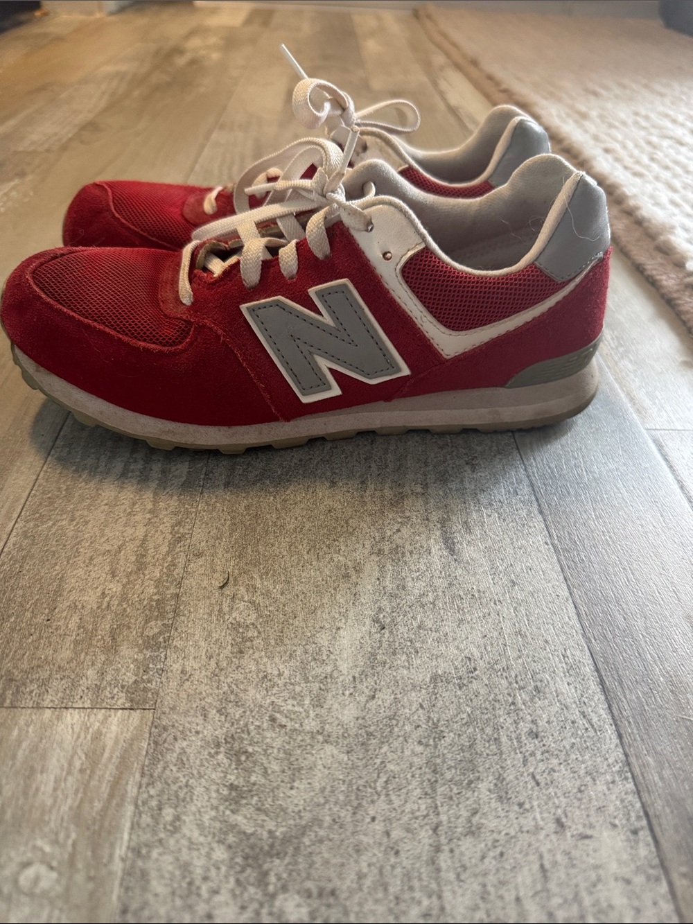 New Balance Kids Red and Gray Casual Lace-Up Sneakers